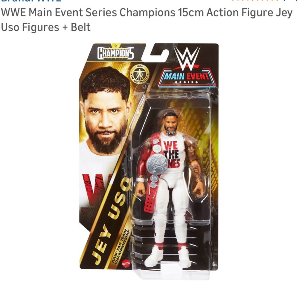 New WWE Main Event Jey Uso Figure with Red and White Gear